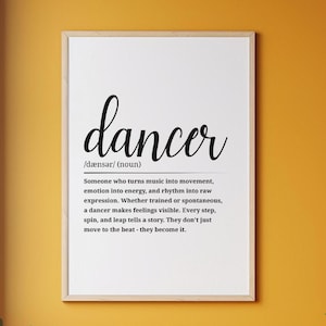 Dancer Definition Art Print: Fun Dance School Decor (Digital Download