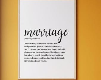 Marriage Definition Art Print: Fun Home Office Decor (Digital Download)
