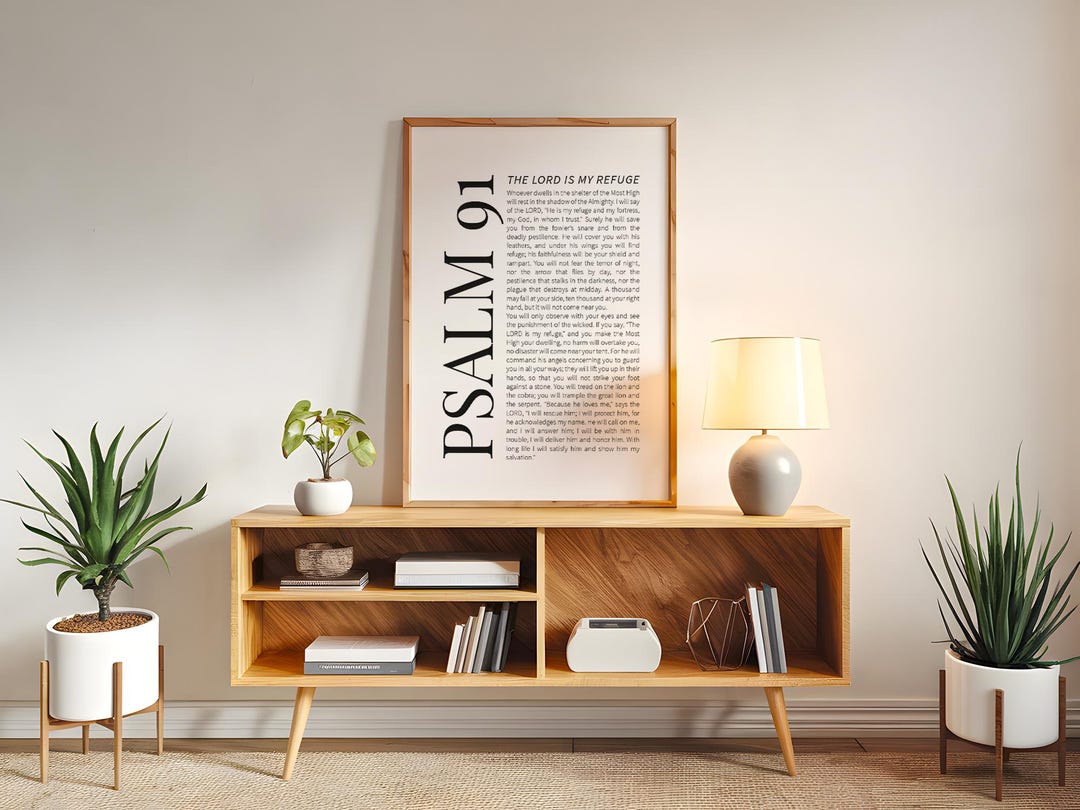 Psalm 91 Scripture Art • Christian Bible Verse Wall Art • Printable ...