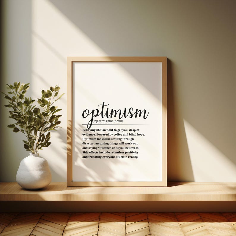 Optimism Definition Poster • Printable Inspirational Wall Art • Digital ...
