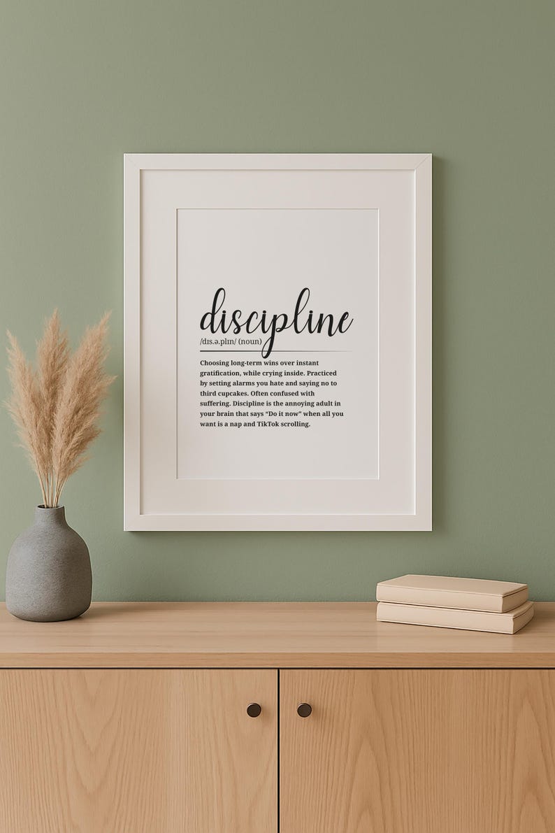 Discipline Definition Print • Productive Mindset Wall Art • Office ...