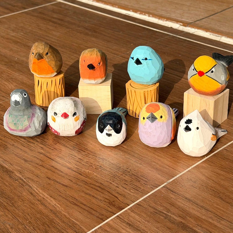 Tiny Wood Bird Figurine - Etsy