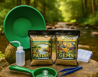 Gold & Gems Prospecting Adventure – 10lb Paydirt with Nuggets and Crystals / Guaranteed Gold Gems Jackpot – Premium Gold Panning Paydirt Kit