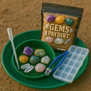 20LB Jackpot Gems Mining Paydirt Kit – Fun for All Ages / Dig – Discover & Learn – The Ultimate Gem Mining Adventure for Kids and Families!