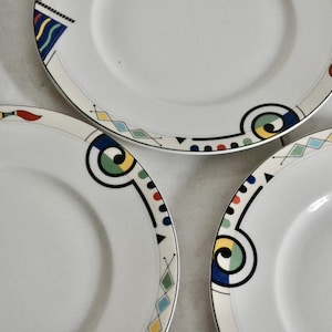 vintage 90s mikasa headline salad plates / 90s modern geometric design / vintage dinner plates