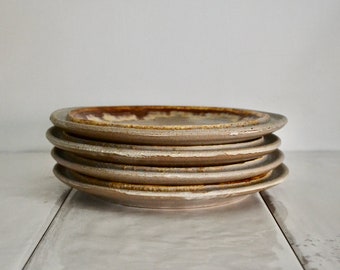 vintage laurentian ceramic tundra dinner plates / 1970s modern pottery plates / jean kominik