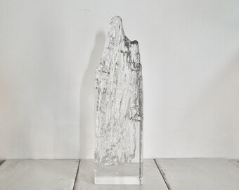 vintage daum france crystal iceberg sculpture / 1970s modern home decor / glass art sculpture