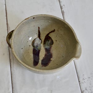 vintage lipped studio pottery bowl / earth tone home decor / handmade ceramic art dish