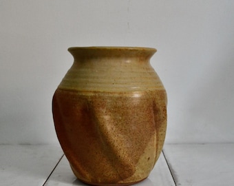 Vintage Handmade Studio Pottery Vase, Tan & Brown Glazed Decor