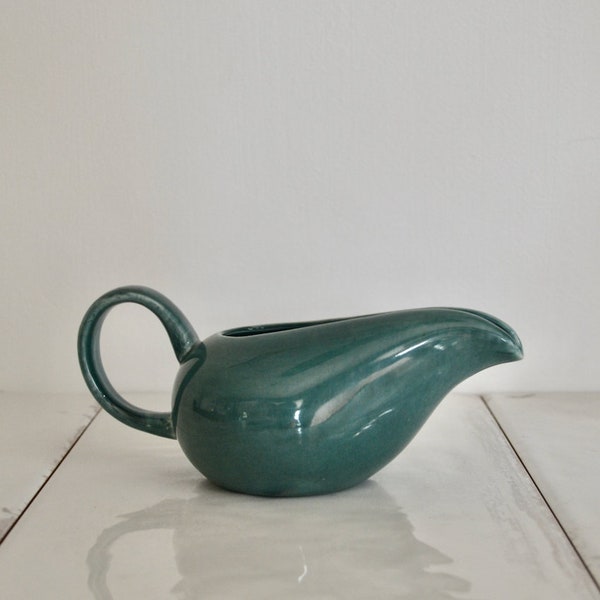 vintage russel wright steubenville seafoam ceramic creamer / midcentury american modern / vintage kitchen collectible