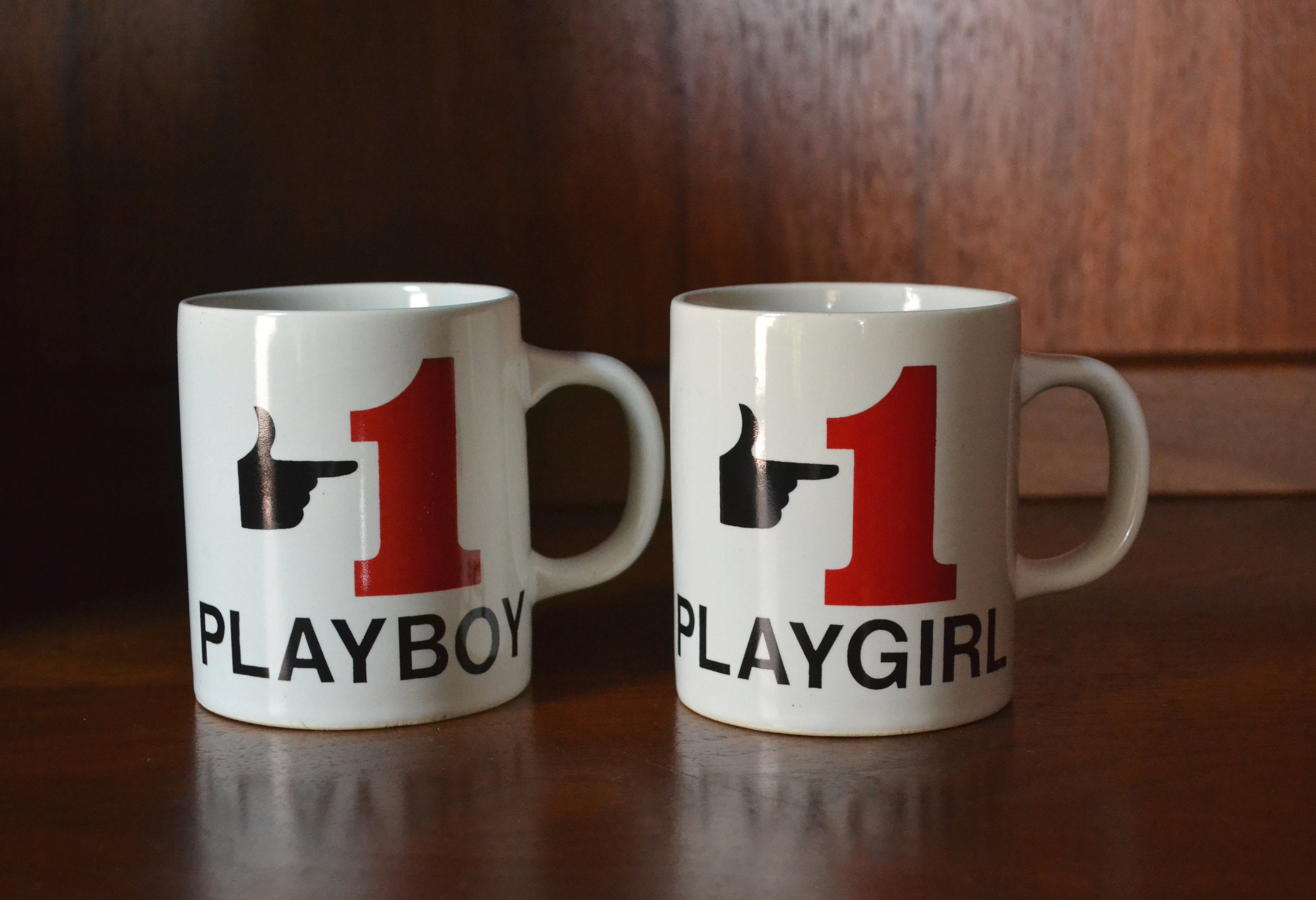Vintage norcrest ceramic coffee mugs / playboy playgirl mugs Etsy