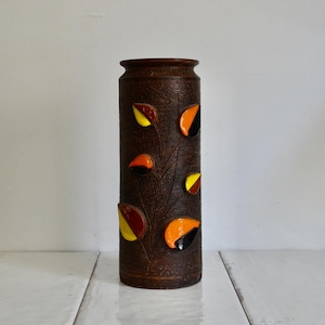 midcentury aldo londi rosenthal netter foglie colorate applicate leaf vase / mcm home decor / midcentury italian pottery vase