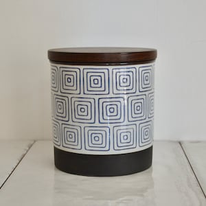 vintage anni jeppesen aluminia thule lidded jar / royal copenhagen ceramic jar / danish modern home decor