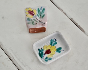 vintage arabia finland suomi ARA ceramic dish pair / floral home decor / spring wedding ring dish