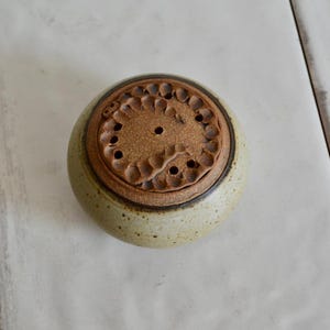 handmade studio pottery ceramic jar / lidded stash jar / earthy natural decor