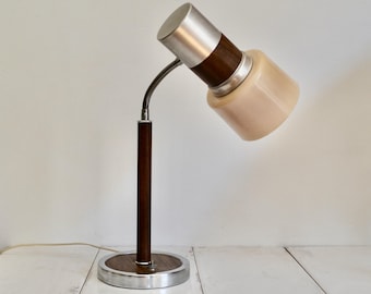 vintage midcentury faux bois gooseneck desk lamp / mcm lighting / office decor