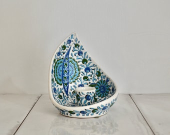vintage ceramic greek wall sconce / ceramik rhodes greece / midcentury ceramic blue green art
