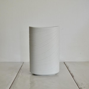 vintage rosenthal studio linie bisque relief vase / midcentury modern pottery vase / white porcelain