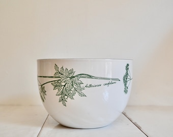 Vintage kaj franck arabia finlande bol cerfeuil émaillé fin / décor floral herbes / plat en métal