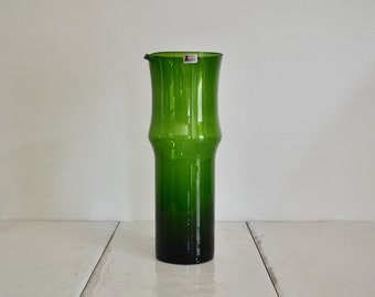vintage midcentury bo borgström aseda sweden green glass pitcher jug / midcentury modern glass pitcher / vintage barware