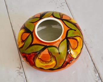 Vase à oignons en poterie vintage mcm poole forme 32 / Pamela Bevins / décoration des années 1970