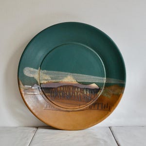 studio pottery beach scene plate / ceramic home decor / handmade pottery art