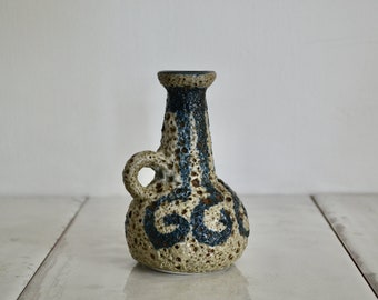 vintage lapid israel ceramic lava glaze bud vase / midcentury pottery bowl / swirl glaze pottery vase
