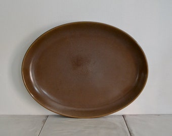 vintage russel wright iroquois causal china brown serving platter / american modern kitchen / midcentury serving plate