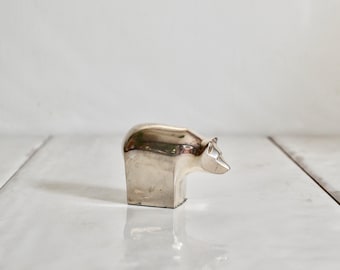 vintage silver plated dansk bear figurine / animal figurine / silver paperweight / gunnar cyren