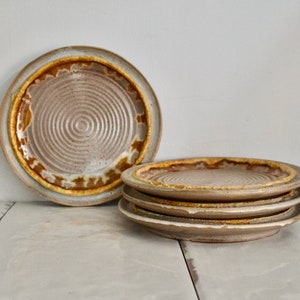 vintage laurentian ceramic tundra salad plates / 1970s modern pottery plates / jean kominik image 1