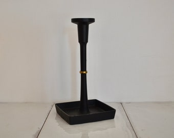 vintage mcm dansk cast iron candle holder / midcentury modern home decor / metal candlestick