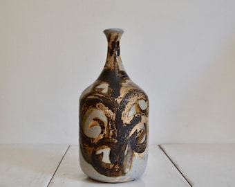 vase bourgeon de poterie de studio fait main vintage / poterie émaillée de ton de terre / décor en céramique du milieu du siècle