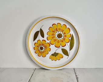 vintage mikasa light and lively happy dinner plater / ceramic pottery plate / floral flowers