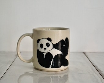 vintage 1980s taylor & ng fawda panda mug / ceramic coffee mug / panda bear mug