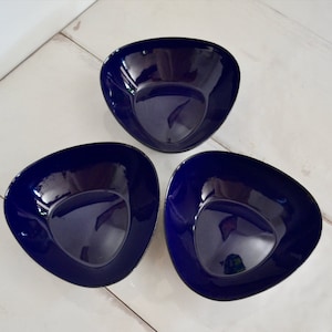 vintage arne erkers blue enamel kockum bowls / mcm metal dish / midcentury modern enamel art bowl