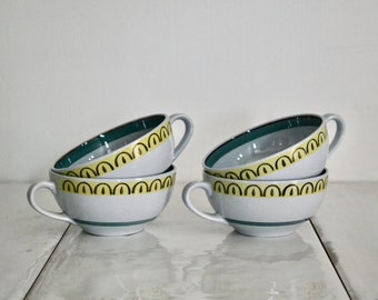 vintage arabia finland crown band tea cups / midcentury tea set / ceramic porcelain tea cups