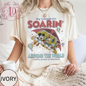 Vintage Mickey & Friends Soarin&#39; Around The World Comfort Colors Shirt, Disney Ride Epcot Center Shirt, Donald Pluto Goofy, Disneyland Trip