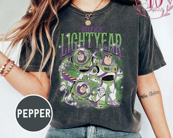 vintage Disney Toy Story Group personnage Portrait confort couleurs chemise, chemise Buzz l'Éclair, chemise assortie de la famille Disneyland, famille Disney
