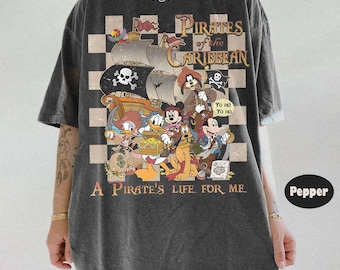 Retro Pirates of the Caribbean Checkered Comfort Colors Shirt, Yo Ho Yo Ho A Pirate's Life For Me Shirt, Mickey and Friend Disney Cruise Tee