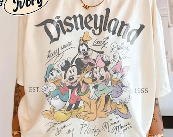 Comfort Colors® Disneyland California Est 1955 Shirt, Mickey And Friends Signatures Shirt, Disneyland Family Trip 2026, Mickey & Co Gift