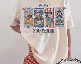 Vintage Disney 4th Of July Comfort Colors Shirt, Patriotic Mickey Friends Tee, USA Independence Day Shirt, 250 Years Celebration Shirt