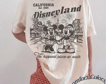 Retro Disneyland Mickey And Minnie Comfort Colors Shirt, Disneyland California Est.1955 Shirt, Mickey And Friends Tee, Disney Vacation Shirt