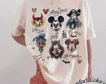 Retro Disney Mickey & Friends Kopf Signature Halloween Shirt, Mickey's Not so Scary Halloween Party, Disneyland Spooky Saison 2026 Trip Tee