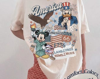 Retro Disney Mickey 250 Jahre Amerika Komfort Farben Shirt, Amerika 250