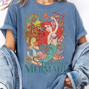 Chemise couleur confort vintage rétro Ariel la petite sirène, chemise la petite sirène, chemise Ariel sirène, chemise Disney Ariel, princesse