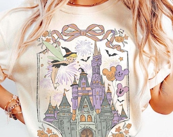 Retro Walt Disney World Halloween Comfort Colors Shirt, Magic Kingdom Magical Castle Halloween Tee, Girly Disney Family Spooky Season Gifts