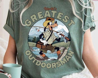 Film Disney Dingo, Love Fishing Le plus grand portier du monde chemise couleurs confort, chemise fête des pères, chemise famille Disneyland, Walt Disney