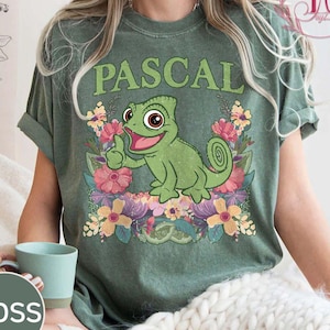 Retro Disney Pascal Floral Comfort Colors Shirt, Rapunzel Princess Shirt, Disney Tangled Shirt, Disneyworld Shirt, Disneyland Trip Shirt
