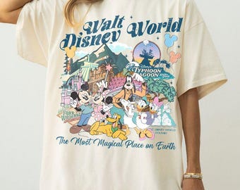 Retro Walt Disneyworld Comfort Colors Shirt, Mickey And Friends Shirt, The Most Magical Place On Earth Shirt, Disney 2025 Family Trip Shirt
