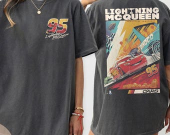 Retro Two Sided Lightning Mcqueen Comfort Colors Shirt, Disney Cars Shirt, Disney Pixar Cars Shirt, Piston Cup Shirt, WDW Family Vacation